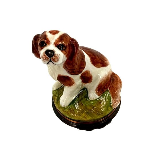 HALCYON DAYS PORCELAIN BONBONNIERE CAVALIER KING CHARLES SPANIEL Trinket Box